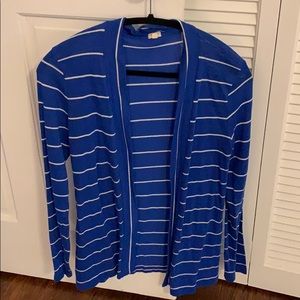 Blue/white striped J. Crew cardigan